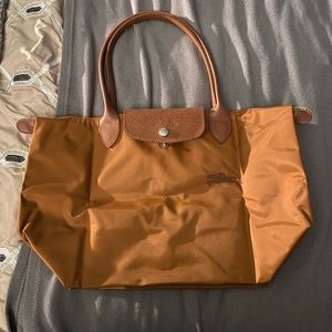 Medium Longchamp LePliage brown bag